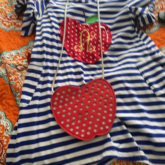 Blue and White Apple Dress “A” monogram. - Picture 6 of 6